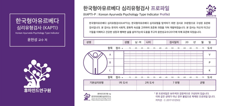 한국형아유르베다 심리유형 검사(KAPTI) 예시 이미지